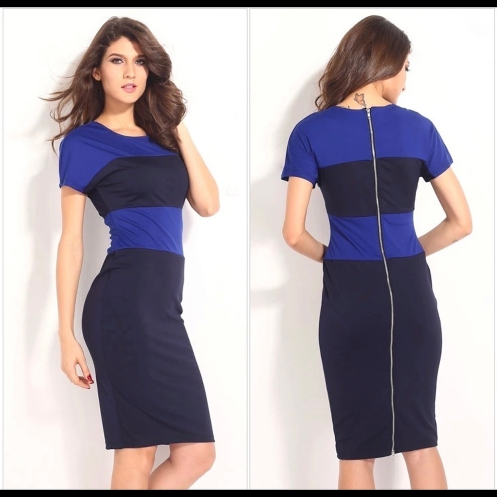 Full Two Way Back Zip Stretchy Bodycon Dress S